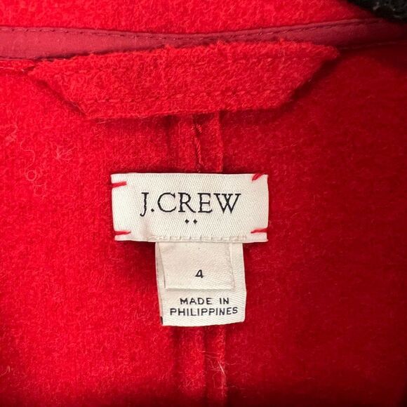J. Crew Women's Red Boiled Wool Overcoat Size 4 Long Sleeve Casual - Picture 3 of 9